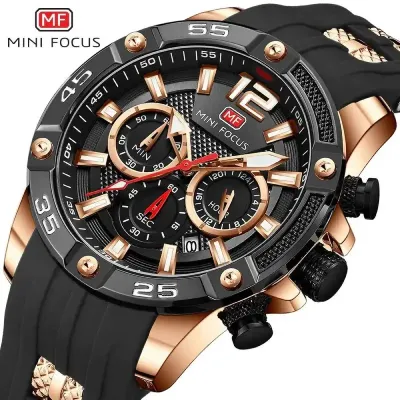 MINI FOCUS Mens Silicone Waterproof Watch 